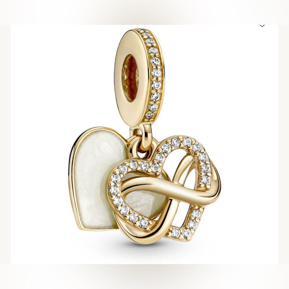 PANDORA Authentic 14K Sparkling Infinity Heart Enamel CZ Dangle Charm 759516C01